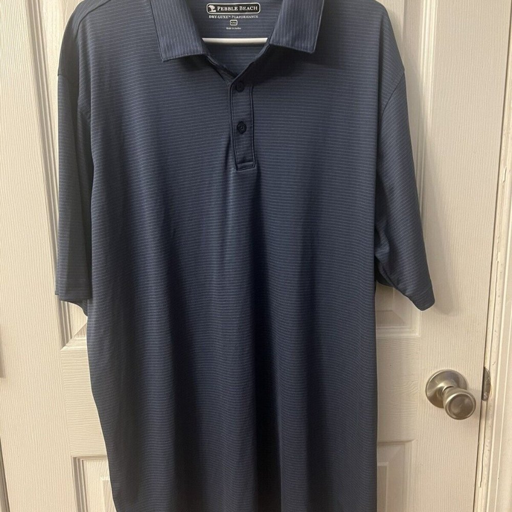Men’s Pebble Beach Dry-Luxe performance dark gray & light gray short‎ Sleeve 2XL